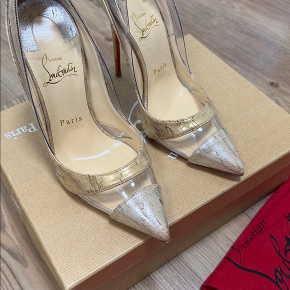 CHRISTIAN LOUBOUTIN - SILVER/GOLD 120 BLAKE IS BACK HEELS - SIZE 37.5 - Picture 12 of 15